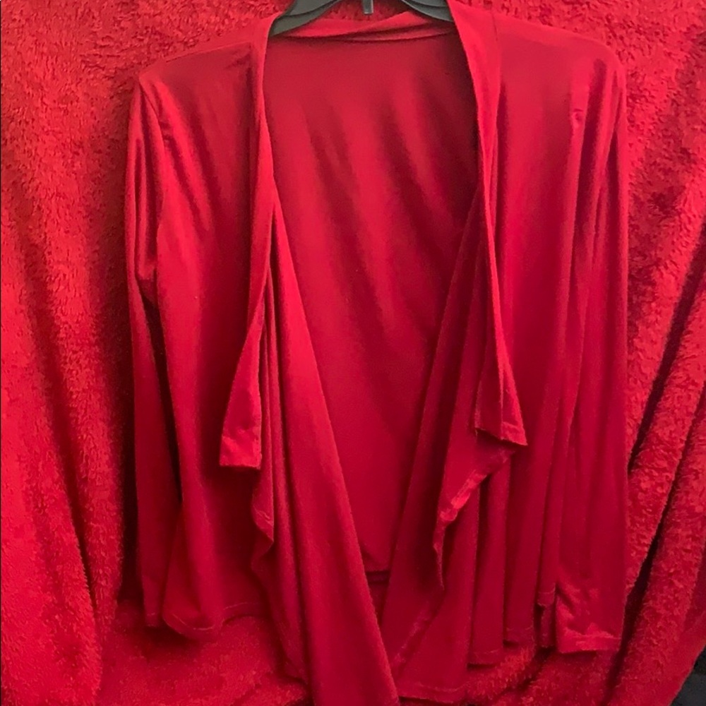 Red cardigan